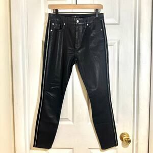 7 For All Mankind Side Zip High Waist Skinny Jeans in B(air) Black with Velvet